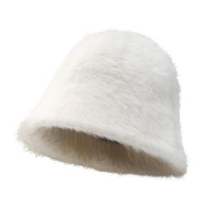 CACUSS毛绒帽子女秋冬季渔夫帽加绒兔毛帽加厚保暖时尚百搭显脸小