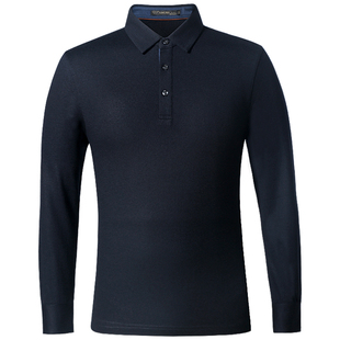 爱缪斯高端纯羊毛长袖t恤男2025秋季新品大码商务翻领强缩绒POLO