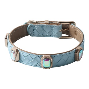 水钻宠物狗狗猫咪项圈牵引绳脖圈颈圈彩钻编织PU皮革项圈可调节