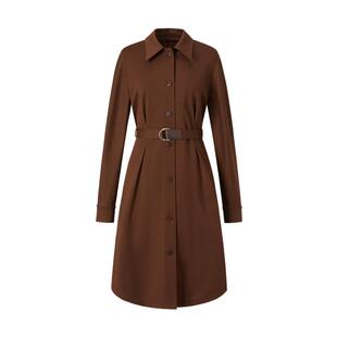 IMM尹默春巴素兰美丽奴羊毛针织面料梅拉德风衣式连衣裙女