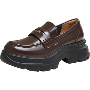 天美意厚底增高复古英伦乐福鞋女小皮鞋单鞋2025秋季新款KE075CM5