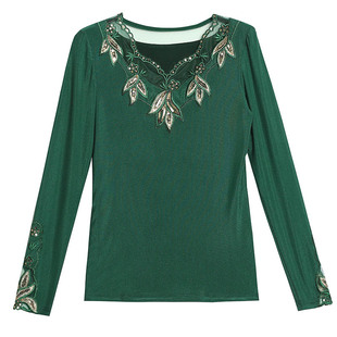 蕾丝打底衫女长袖2025春装新款时尚小衫薄款内搭修身网纱上衣洋气