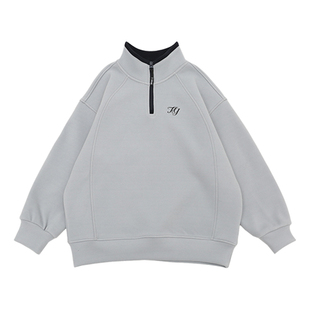 冬装男童卫衣加绒2025新款中大童立领上衣加厚宝宝一体绒儿童外套