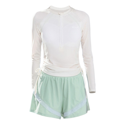 特步女士分体撞色泳衣长袖两件套