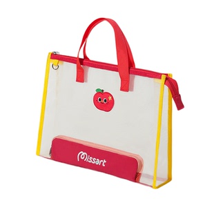 Missart 横版手提拎书文件袋大容量科目分类袋补习袋小学生初中试卷资料补课收纳包透明网纱拉链学科作业书袋