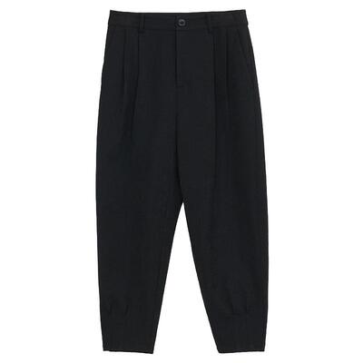 谜底萝卜裤女秋新品通勤风宽松百搭缩脚九分休闲裤243MK1088