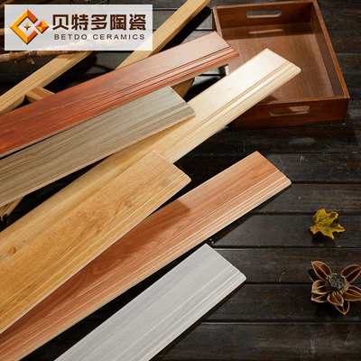 木纹砖地脚线客厅100木纹田园瓷砖防潮风格*卧室地砖仿踢脚线800