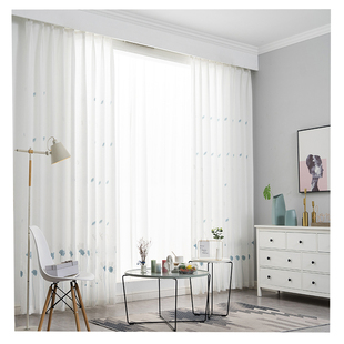 田园风小清新窗纱窗帘透光不透人阳台客厅卧室飘窗隔断门帘半遮光