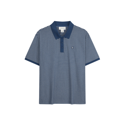 CK男士刺绣徽标条纹纯棉短袖POLO