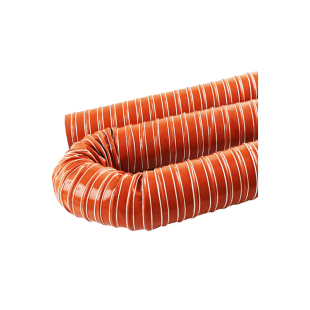 红色高温排风管 矽胶硫化排风管耐温300度排烟管钢丝热送风管50