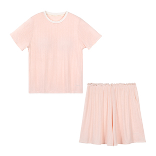 likeuu女童睡衣柔软透气甜梨薄荷短袖家居服儿童女孩2025新款