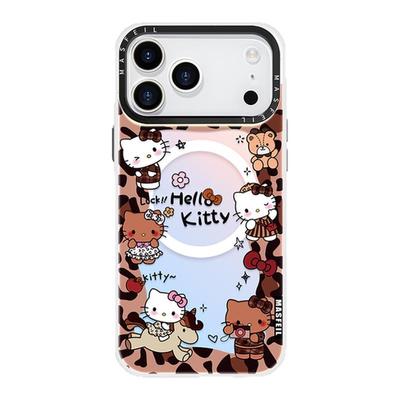 MASFEIL × KITTY豹纹适用iPhone17Promax手机壳新款15磁吸带支架苹果16Pro全包套可爱女ip13pm高级感14好看