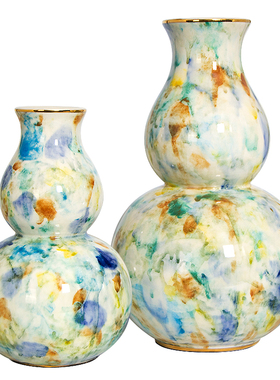 艺术涂鸦个性陶瓷葫芦花器摆件