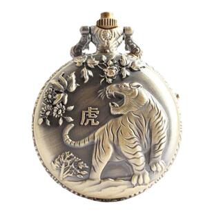 十二生肖纪念怀表复古翻盖大数字创意学生毕业生日礼物项链石英表