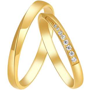 TSING轻珠宝【余生有你】999足金培育钻石实心黄金对戒结婚可刻字