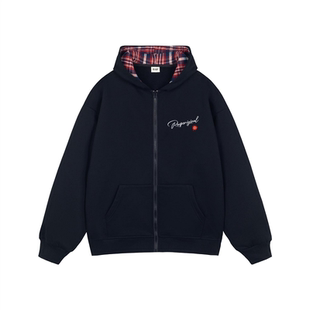 RASP美式复古连帽开衫外套花体花卉字母情侣休闲春秋冬季卫衣外套