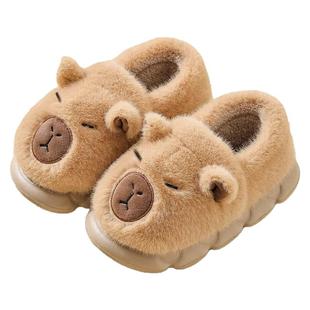 卡皮巴拉儿童棉拖鞋2025新款冬季保暖室内家居防滑毛绒棉鞋冬天男