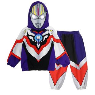 赛罗奥特曼衣服冬季男童棉服套装秋冬装新款加绒加厚发光潮儿童装