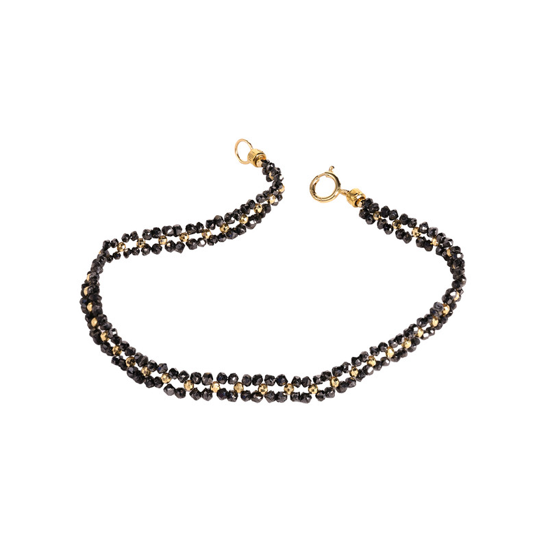 若华珠宝夜澜星碎 黑色钻石手链女18K金彩钻轻奢手饰百搭款礼物