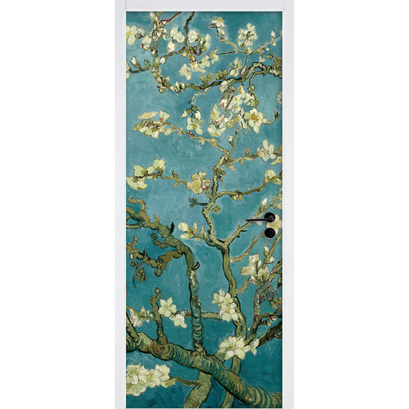 梵高星空油画名画门贴纸翻新自粘整张宿舍墙壁装饰玻璃衣柜门贴画