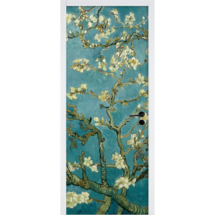 梵高星空油画名画门贴纸翻新自粘整张宿舍墙壁装饰玻璃衣柜门贴画
