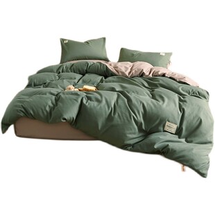 纯色全棉四件套床上用品纯棉简约床单被套学生宿舍三件套1.8米床
