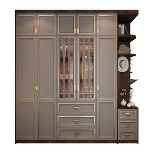 轻奢新中式整体大衣柜组合家用卧室开门实木衣橱衣帽间衣柜子定制