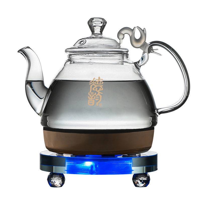 德韵S558水晶圆型快速电热水壶玻璃壶烧水泡茶养生炉自动断电套装