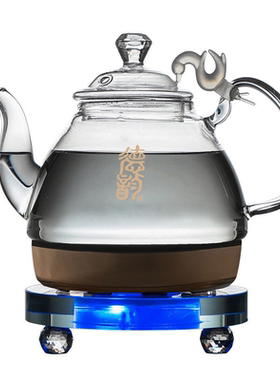 德韵茶艺壶(S558)水晶圆型按键快速电热水壶玻璃壶烧水泡茶套装