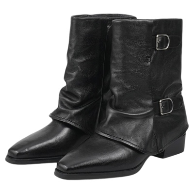 尖头马丁靴粗跟英伦风库管靴女靴