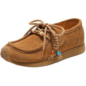 百丽复古绒面厚底勃肯鞋女士25秋新串珠休闲袋鼠鞋子B2882CM5