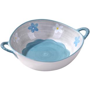 日式双耳汤碗汤盆家用高颜值陶瓷大号拉面碗泡面碗网红花边沙拉碗