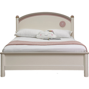 2025年新款全实木奶油风简约现代儿童床1米5公主床1米8儿童实木床