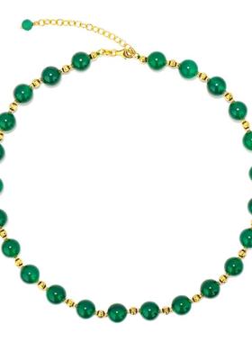 MGS/曼古银2025新款多巴胺彩串玛瑙项链高级感轻奢小众锁骨链吊坠