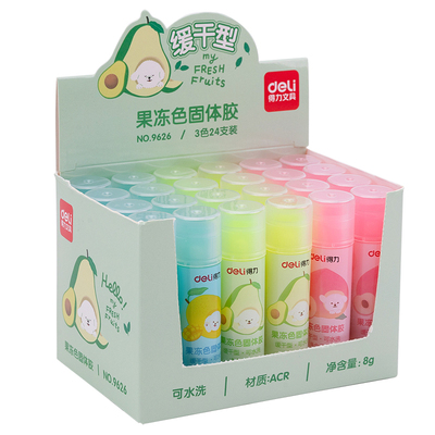 得力糖果色固体胶高颜值