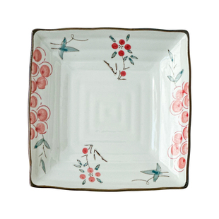 日式釉下彩陶瓷盘子家用菜盘小吃四方盘子日韩料理店火锅烤肉店盘