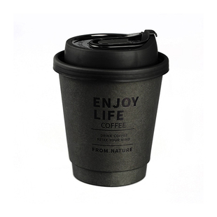 一次性咖啡奶茶杯双层带盖热饮外卖高档精致网红拿铁防烫定制纸杯