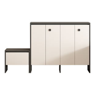 带锁鞋柜收纳柜一体靠墙家用门口2025新款实木玄关换鞋凳一体柜子