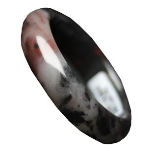 天然桂林鸡血玉手镯女水墨山水乾坤料玉镯子60圈口玉石手饰带证书