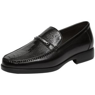 【灵犀】沙驰男鞋一脚蹬男士皮鞋商务时尚潮流鸵鸟高档青年乐福鞋