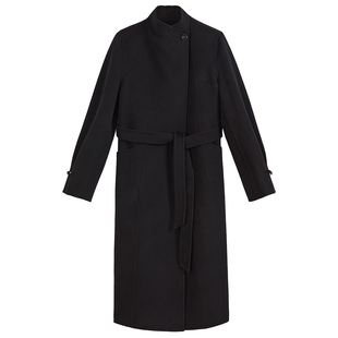 YINER音儿专选2025秋季新款法式翻立领羊毛羊绒混纺双面呢大衣