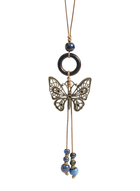 民族风景德镇陶瓷项链女生秋冬新款毛衣链长款国潮复古风百搭气质