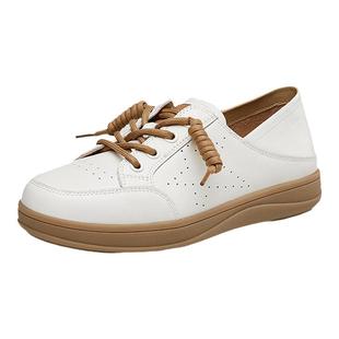 康奈时尚百搭休闲板鞋女平底透气真皮透气俩穿单鞋女小皮鞋阿甘鞋