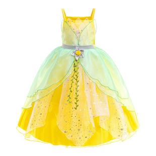 六一女童蒂安娜公主裙长裙儿童花仙子小精灵表演服装小叮当公主裙