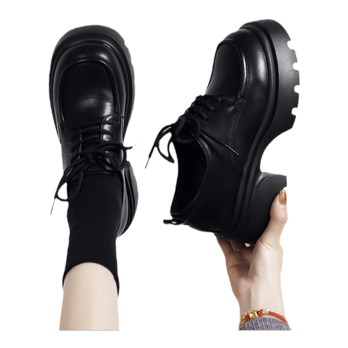 环球厚底乐福鞋女春季2026新款增高配裙子百搭黑色小皮鞋英伦单鞋