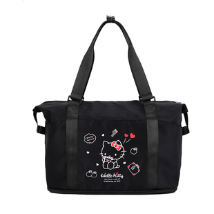 麦斯卡hellokitty短途旅行包大容量女轻便出差可折叠健身包行李袋