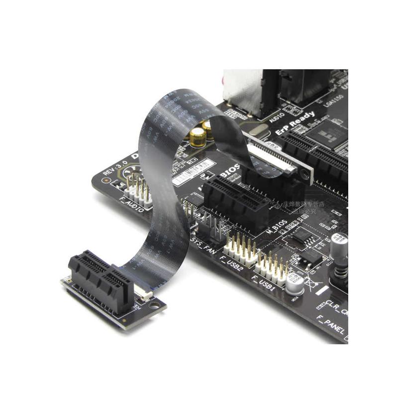 PCI-E3.0 36p转声卡网卡延长线 小插槽 90度 pciex1立式转接线 1X