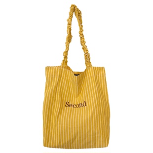 Wfei原创春夏ins风条纹大容量单肩包环保袋法式复古小清新购物包