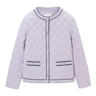 OVVOutlet秋冬女装圆领撞色镶拼时尚绗线90鹅绒羽绒服