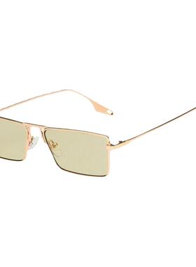 复古金属小框墨镜浅绿太阳镜男女